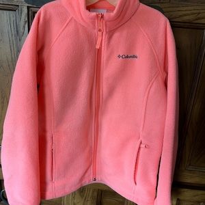A pretty pink (almost coral) fleece jacket that was lightly used.